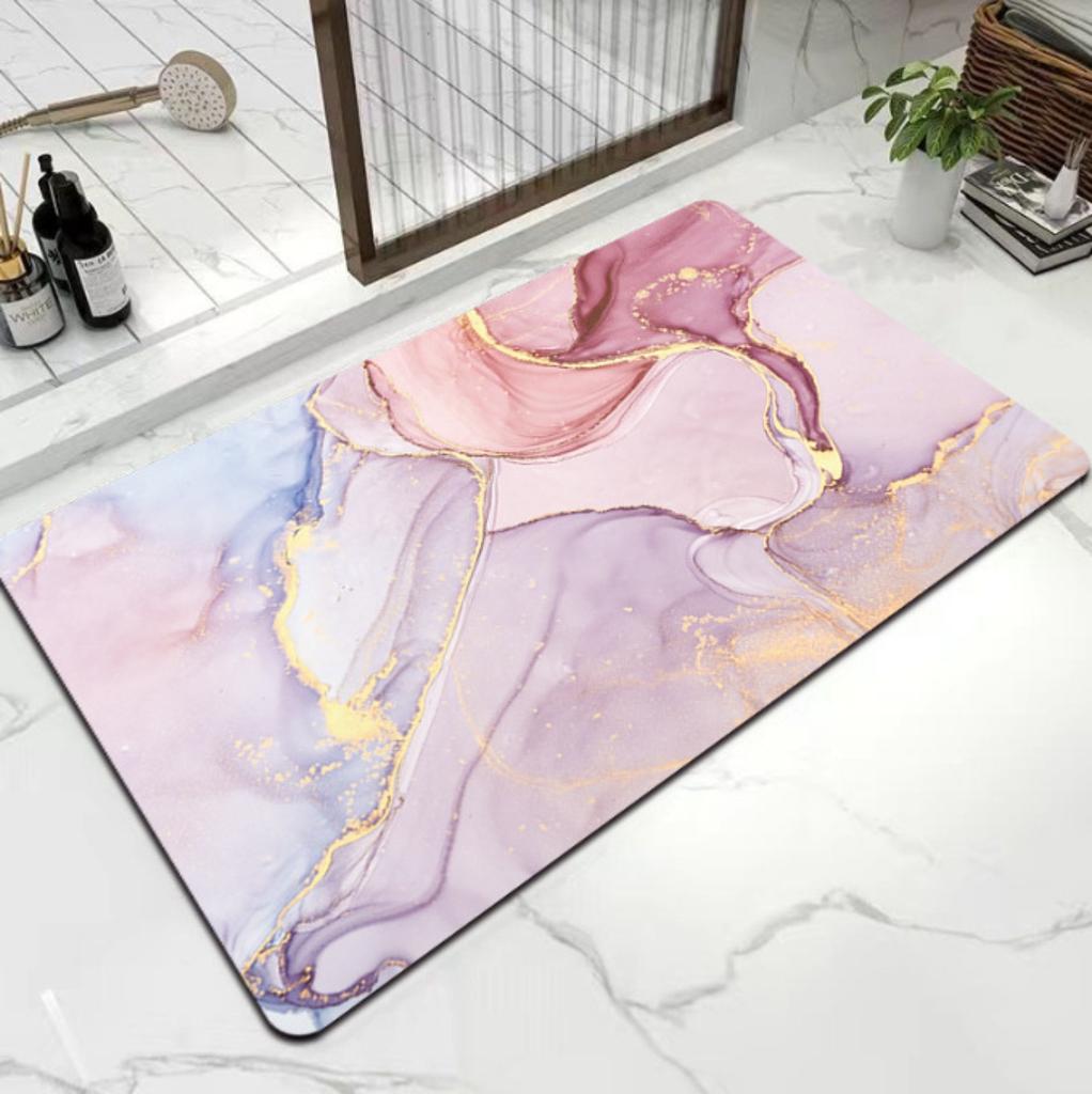 Diatom Printing Bathroom Thickening Mat Bath Non-slip Carpets In Wash Basin Bathtub Side Floor Rug Shower Room Doormat Memory Foam 3D Pad