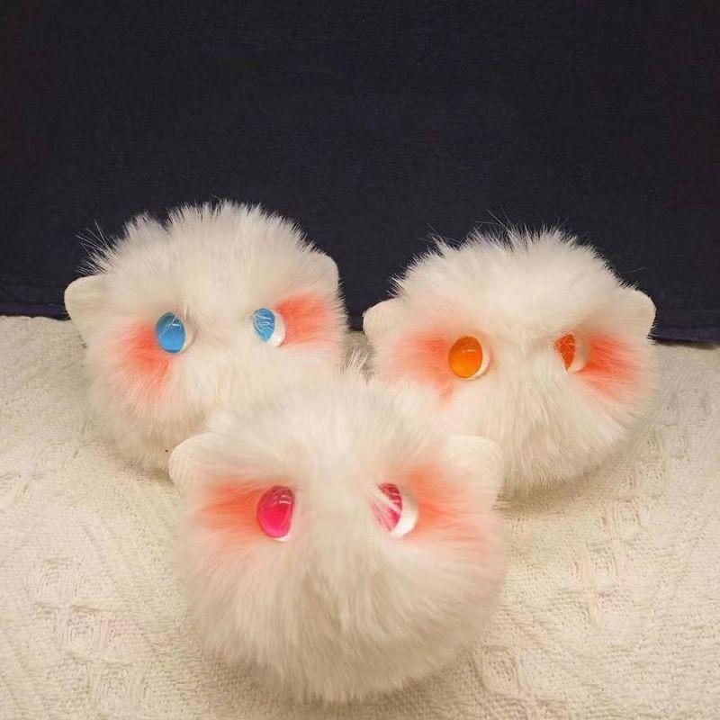 Cat Cute Blush Plush Keychain Soft Furry Handmade Backpack Decoration Souvenir