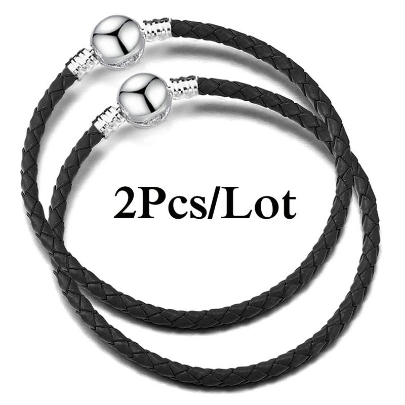 2 szt./partia Specjalna Oferta Skórzane Bransoletki Łańcuszkowe Pasują do Ręcznie Robionych Koralików Bransoletki z Charmsami Dla Par Pulsera Biżuteria Dla Kobiet Mężczyzn Hurtownia