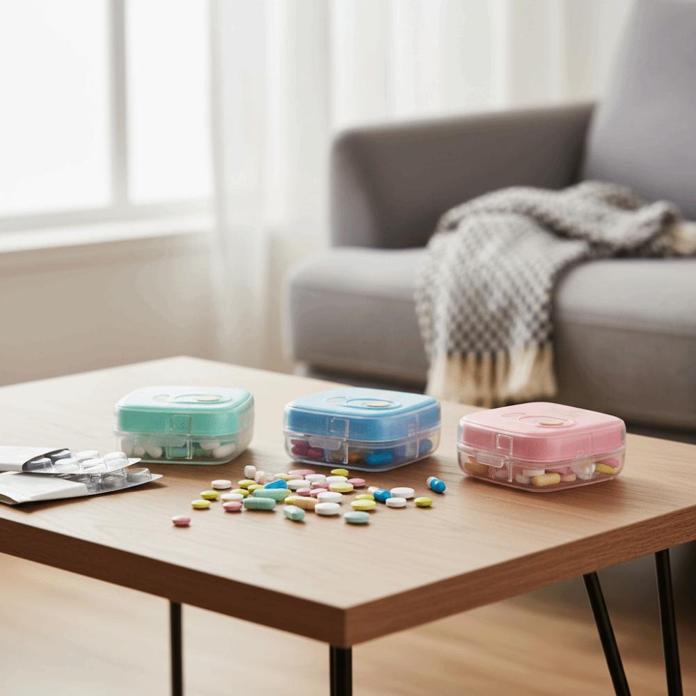 Mini Pillendose Einzelne Fächer Pillenspender Multifunktionale Medikamentenbox für Zuhause