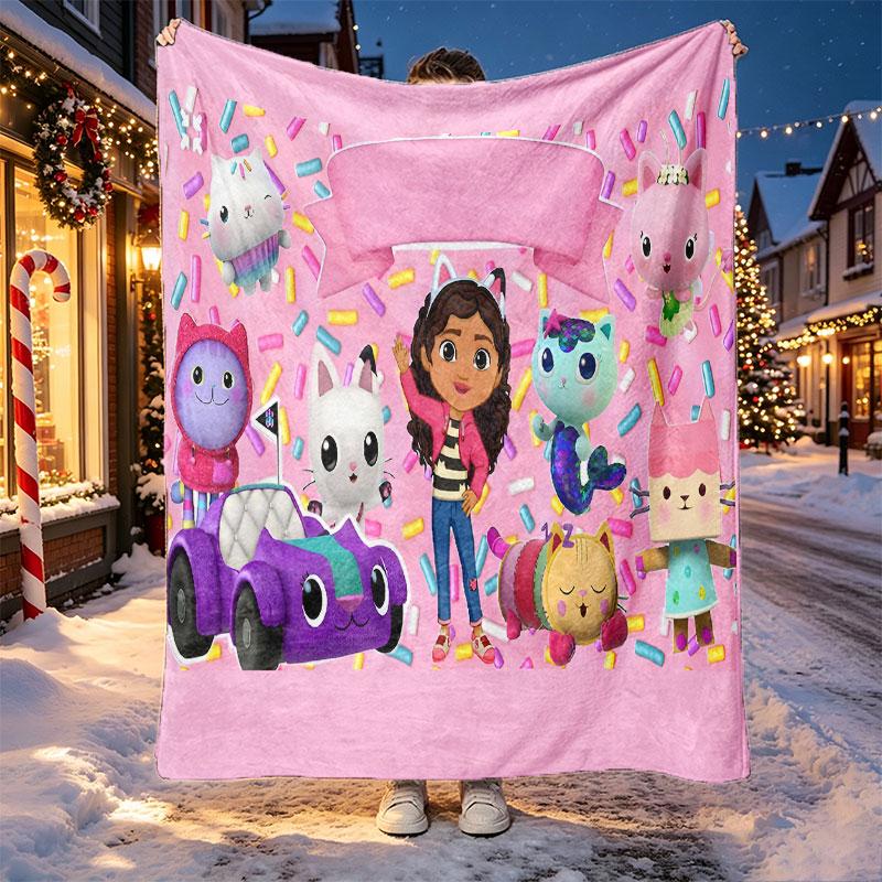 Gabby's Dollhouse Pattern Blanket for Home Decoration, Bed, Sofa, Car Travel, Camping, Suitable for All Seasons, Birthday Christmas Gift