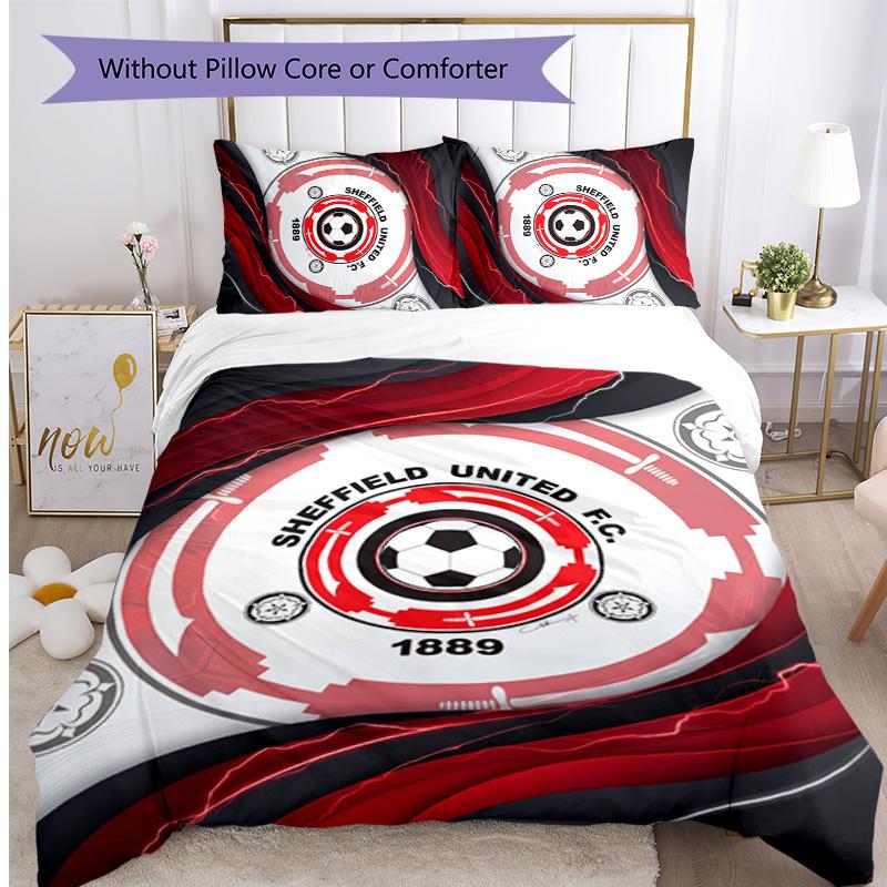Set Lenzuola Stampato Sheffield United Football 3 Pezzi, Comodo Set Copripiumino per Camera da Letto Amico della Pelle
