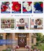 Patriotic Wreaths for Front Door Anniversary Decorations, Memorial Day Wreaths, Festival Celebration USA Flag Printed Wreath