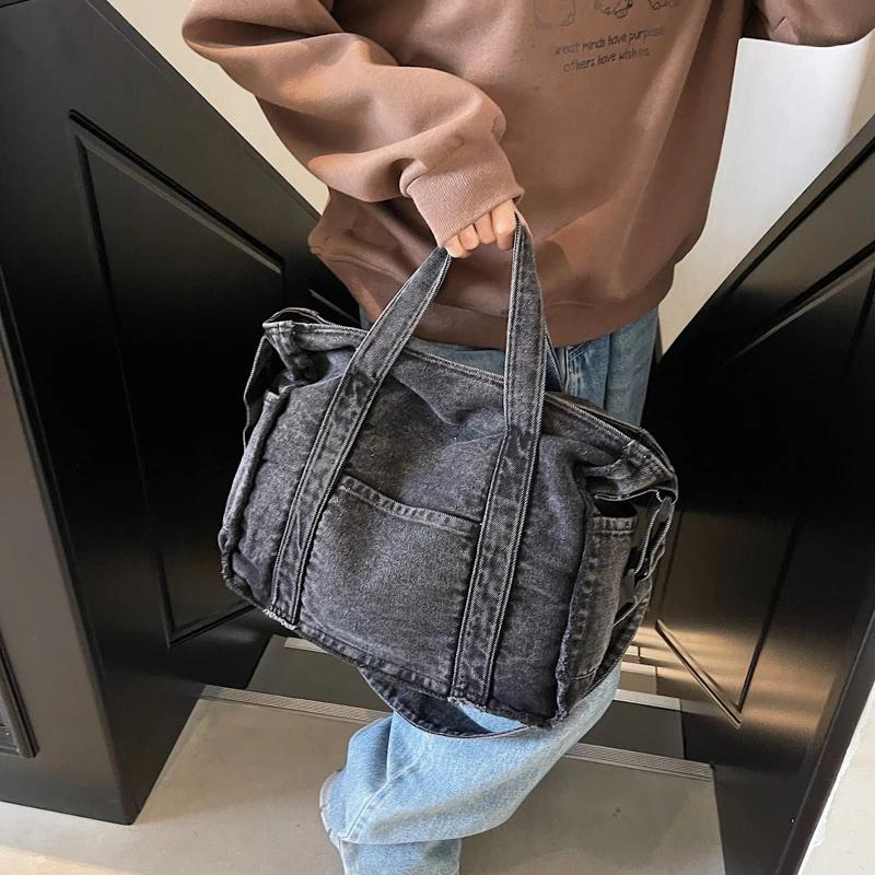 Fashiable Denim Bag Retro Simple Handbag Korean Niche Design Shoulder Bags New Large Capacity Tote Bag Versatile Commuter Bags