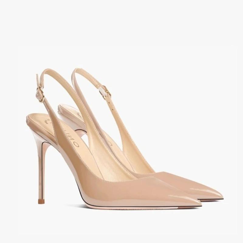 Fashion Sexy Ultra-high Heels Pointed Sandals Elegant Summer Patent Leather Suspender High Heels Trendy Dress Banquet Women's Shoes