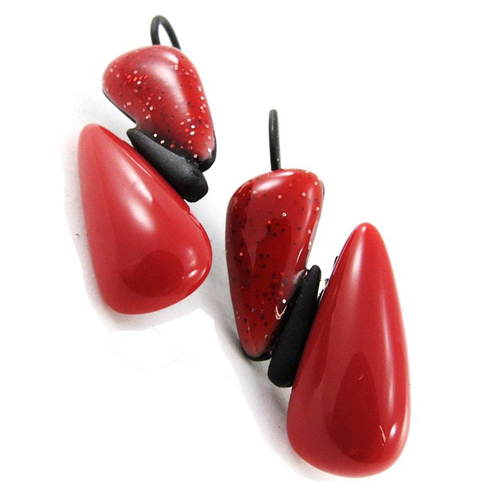 NOA [J1820] - Κρεμαστά Σκουλαρίκια Σχεδιαστή 'Safari' κόκκινα