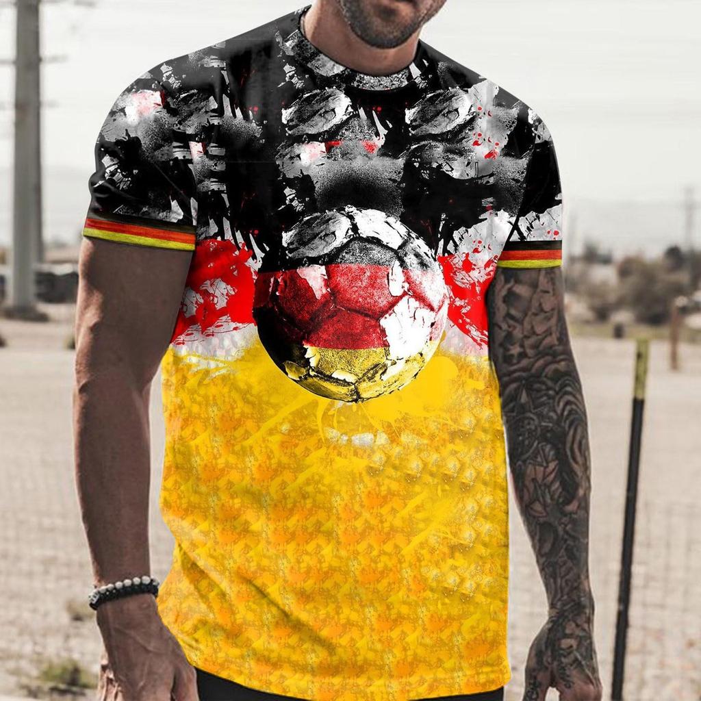 Men's Short Sleeve Crew Neck T Shirt with Soccer Ball Graphic Print Casual Regular Fit Comfortable Top for Daily Wear