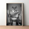 Boxer Dog Wall Art Prints Funny Bathroom Decor Boxer Dog In The Toilet Poster Animal In The Toilet Canvas Painting Pet Decor