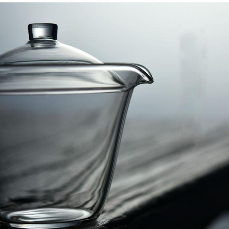 Gaiwan Trasparente in Vetro da 150ml con Bocca Stile Giapponese Tazza per Preparare il Tè Verde