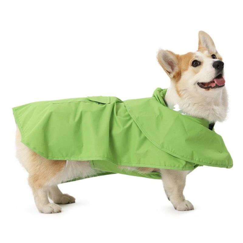 Dirt-Resistant Dog Raincoat Hooded Design Belly Protection Dog Rain Jumpsuit Easy To Wear 4-Leg Cover Frog Pet Poncho Small Dogs