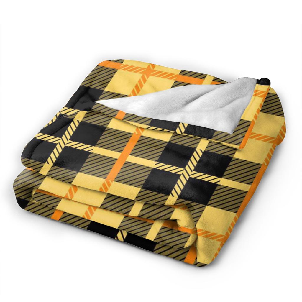 Yellow Tartan Blanket Quality Warm Bedding Throws Winter Girls Boys Living Room Pattern Bedspread