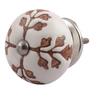 2 Pieces Brown Leaf Flower Ceramic Luxurious Drawer Knobs for Kitchen Cabinet Hardware Door Decorative Dresser Pulls Elegance