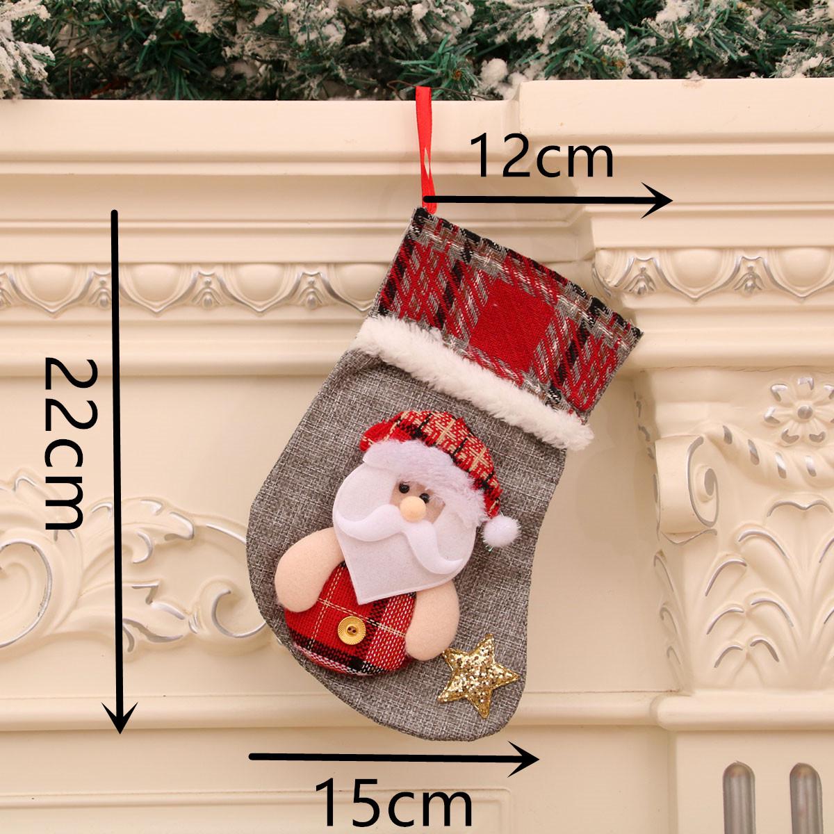 

Средний клетчатый рождественский чулок - Праздничные носки и мешок для конфет для елочных украшений