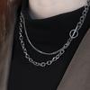 Trendy Minimalist Titanium Steel OT Buckle Necklace: Japanese Korean Fashion for Men and Women, Clubbing Hip Hop Chain Jewelry