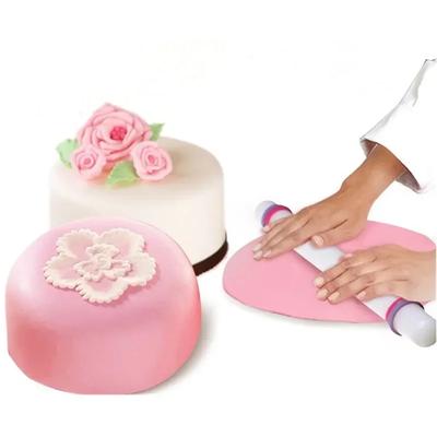 Tortas Dekoravimui Fondantu, Cukrinė Fondanto Tešla, Nelipnus Kočėlas, Slankiojantis Amatams, Balti Kepimo Įrankiai, 1 vnt
