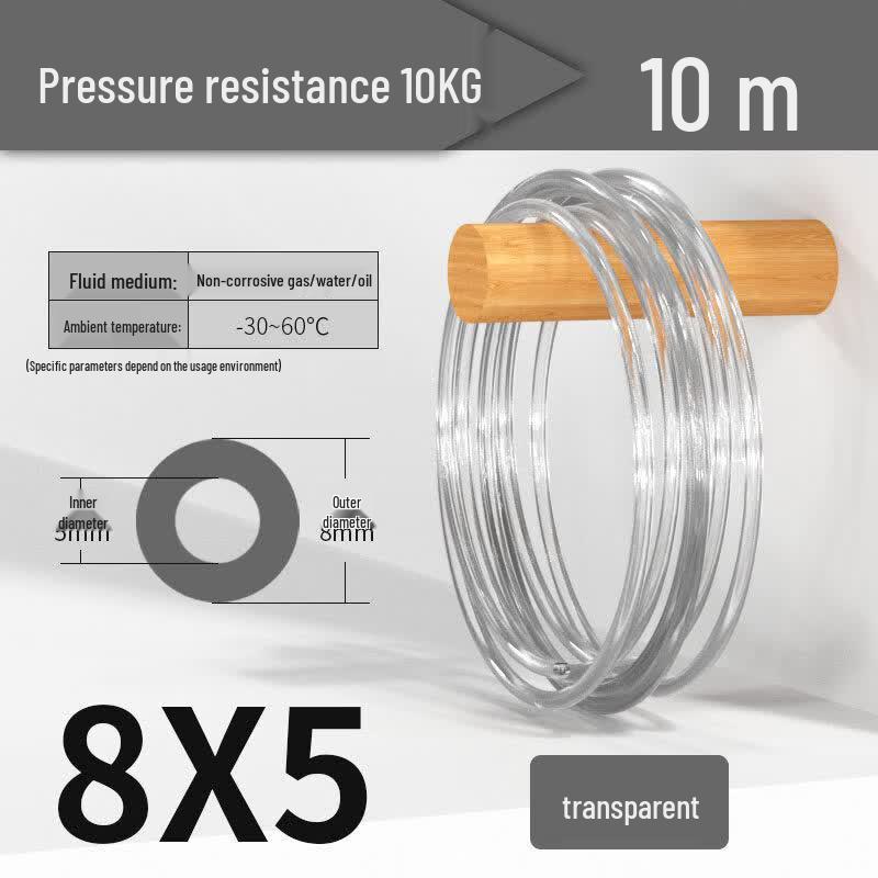 Jundingying 8x5mm 10m Transparent PU High-Pressure Air Hose