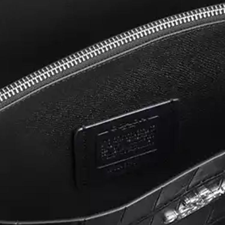 Coach 33 Silver Metal Accessories Leather Tote Shopping Bag Shoulder Handbag Large Women Tote Black CW018-SVBK