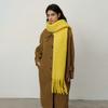 Versatile plus thickened imitation cashmere solid color hemming fringed scarf women's winter shawl