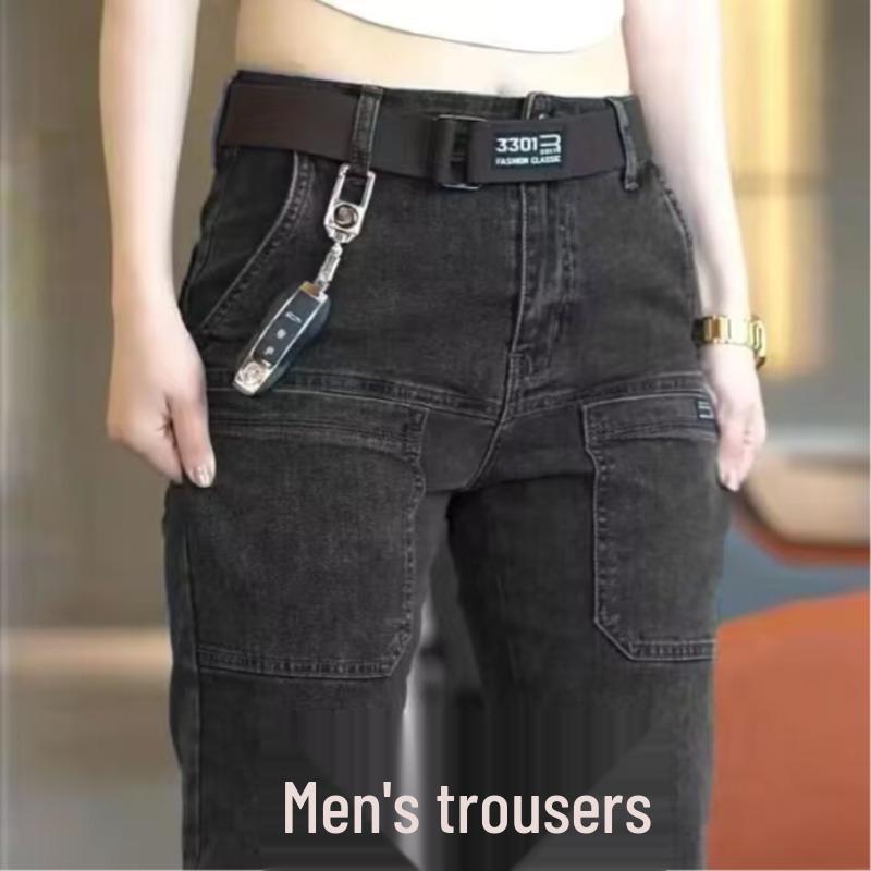 

Men s Slim Straight Light Blue Stretch Pants - Trendy Autumn/Winter Style 30