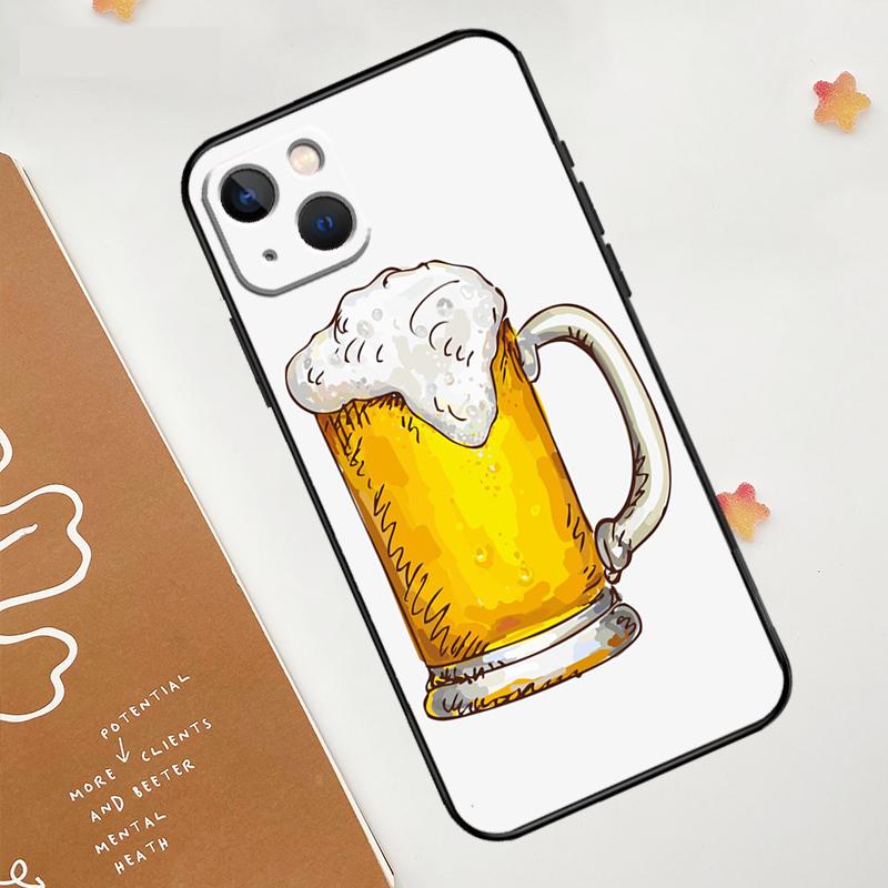 Beer Cup Case For Apple iPhone 16 15 14 12 11 13 Pro Max Mini XR 15 16 Plus 16e Protective Cover