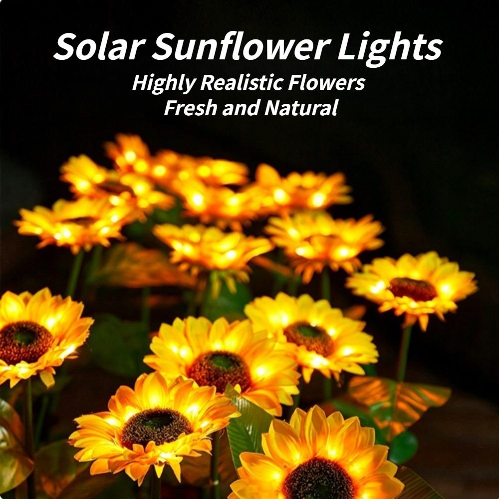 Solar Powered Sunflower Light Outdoor Waterproof LED Ground Insert Lawn Lamp For Garden Lawn Courtyard Decoration