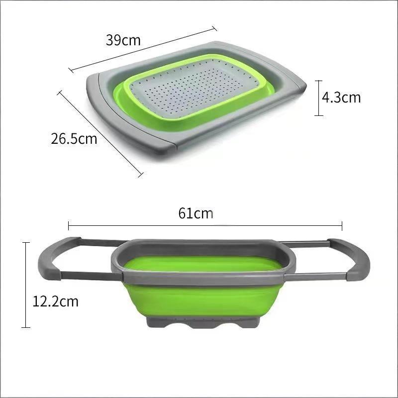 1Pcs Fruit Vegetable Washing Basket Foldable Strainer Silicone Colander Dish Collapsible Drainer Filter Kitchen Storage Tool