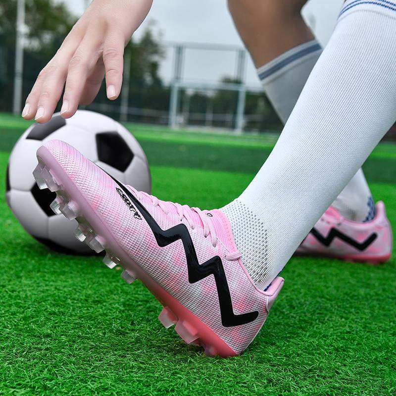 32-45 Football Shoes Men's High-top Football Boots Large Size Long Nails Leather Boys Soccer Shoes