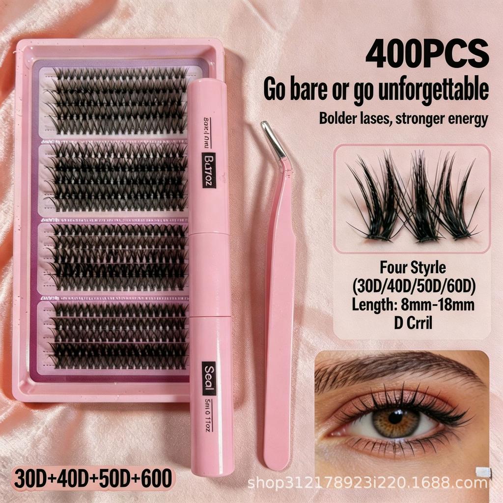 False Eyelash Set Glue Single Cluster Dense Glue-Free Exaggerated Super Long Whole Large Capacity Eyelash Book