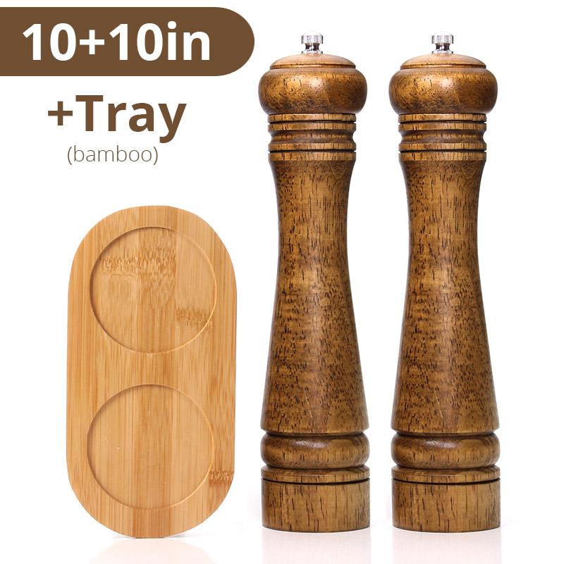 Macinini per Sale e Pepe, Macinino per Pepe in Legno Massello con Macinino Ceramico Regolabile Robusto 5" 8" 10" - Utensili da Cucina di Leeseph