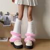 Girls Lolitas Leg Warmers Y2K Fuzzy Knitted Flared Leg Sleeves Goth Baggy Cuff Ankle Heap Socks JK Uniform Foot Cover