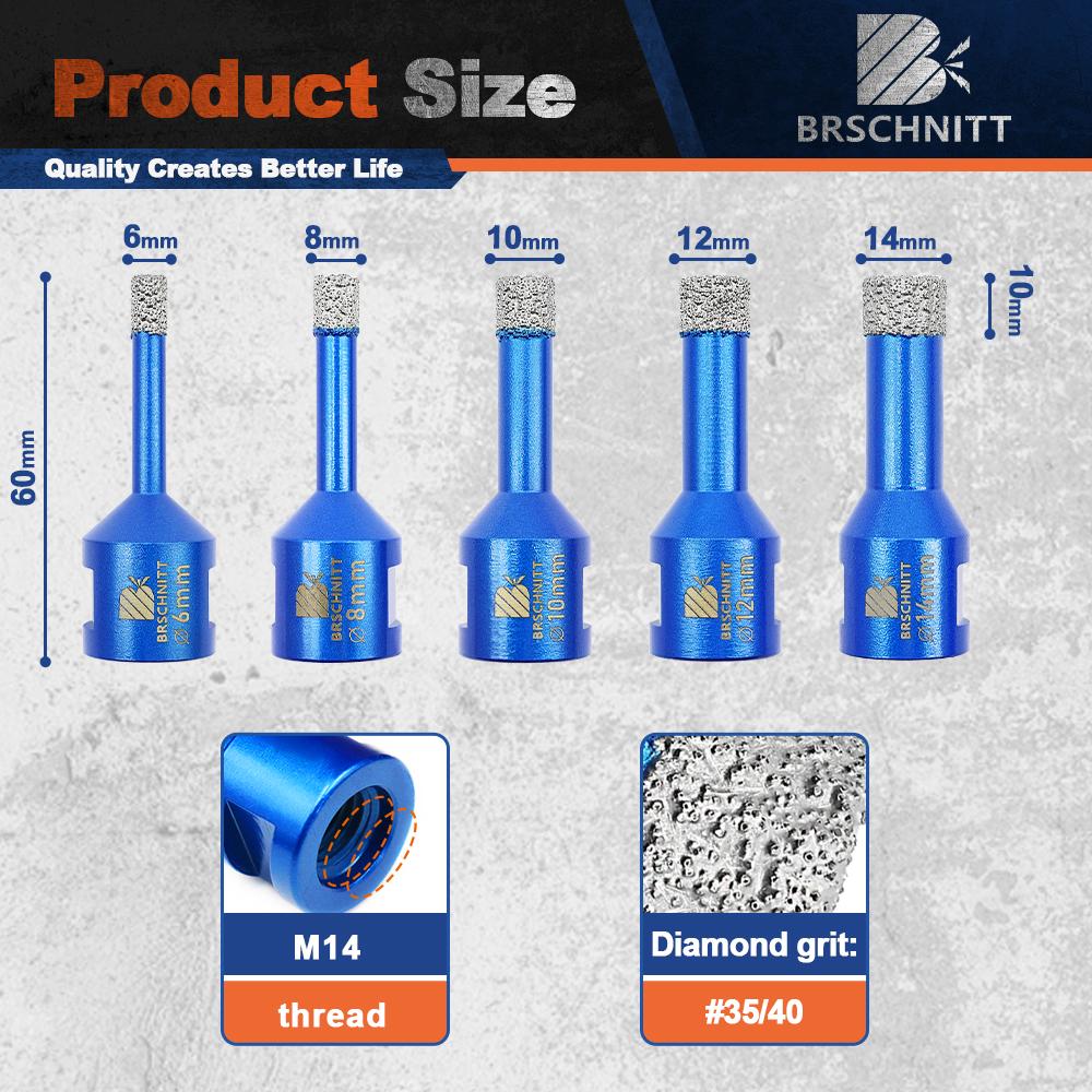 BRSCHNITT Drilling Bit Dia 20-100mm for Granite Marble Stone Hole Saw Porcelain Tile Cutter Drilling Core Bit