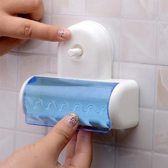 Creative Home Dust-proof Suction Cup 5 Toothbrush Holder Wall Mounted Stand