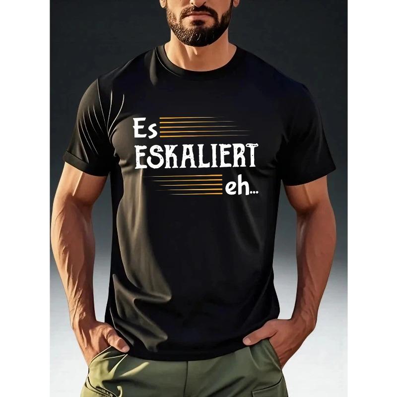 

Men S Short-Sleeve T-Shirt with a German Print Es ESKALIERT Eh , Featuring a Fun And Cool Design, Made from Comfortable And Skin-Friendly Fabric 4XL чорний