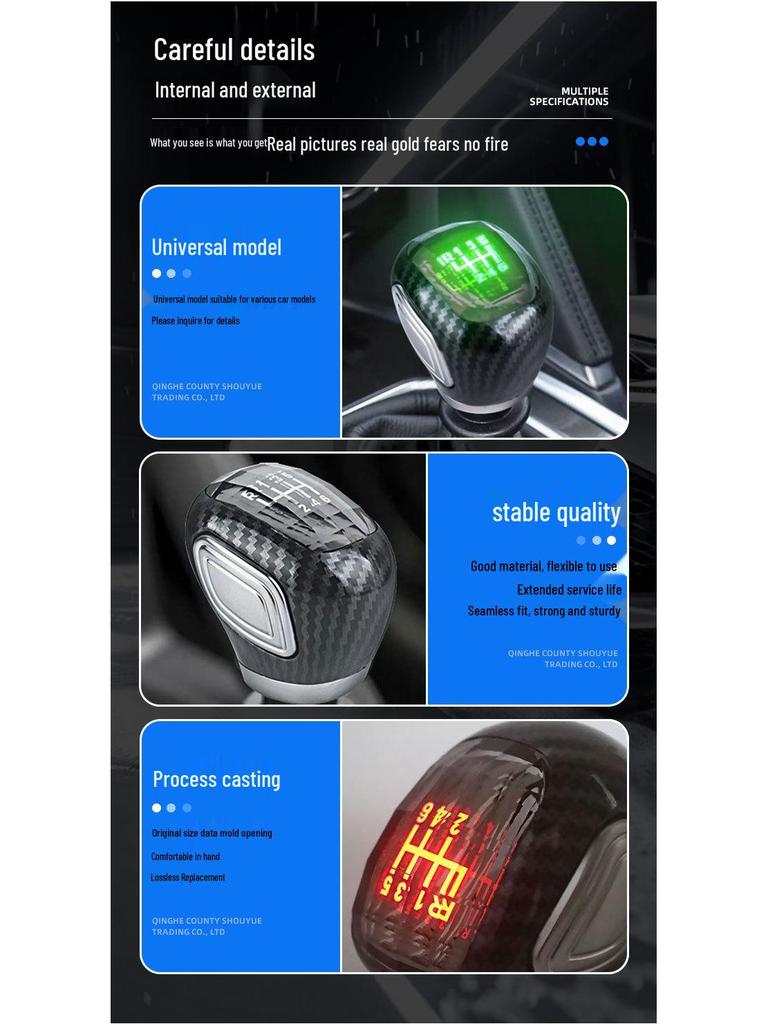 Buton iluminat din cristal pentru schimbător de viteze manual cu funcție de ridicare pentru marșarier