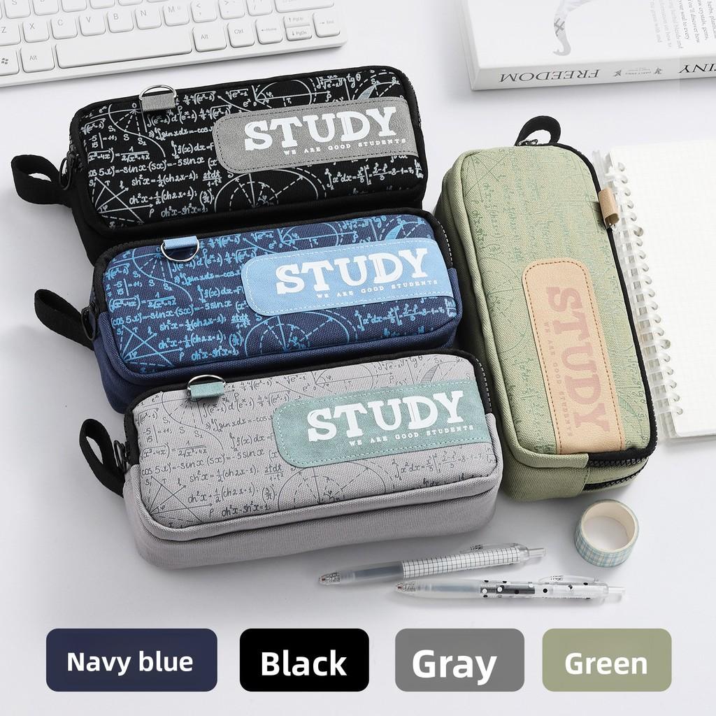 Oxford Cloth Double Layer Pencil Case For Students With Large Capacity And Minimalist Style