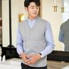 Herren Koreanischer Stil V-Ausschnitt Ärmellos Wollstrick Pullover Weste für Herbst und Winter