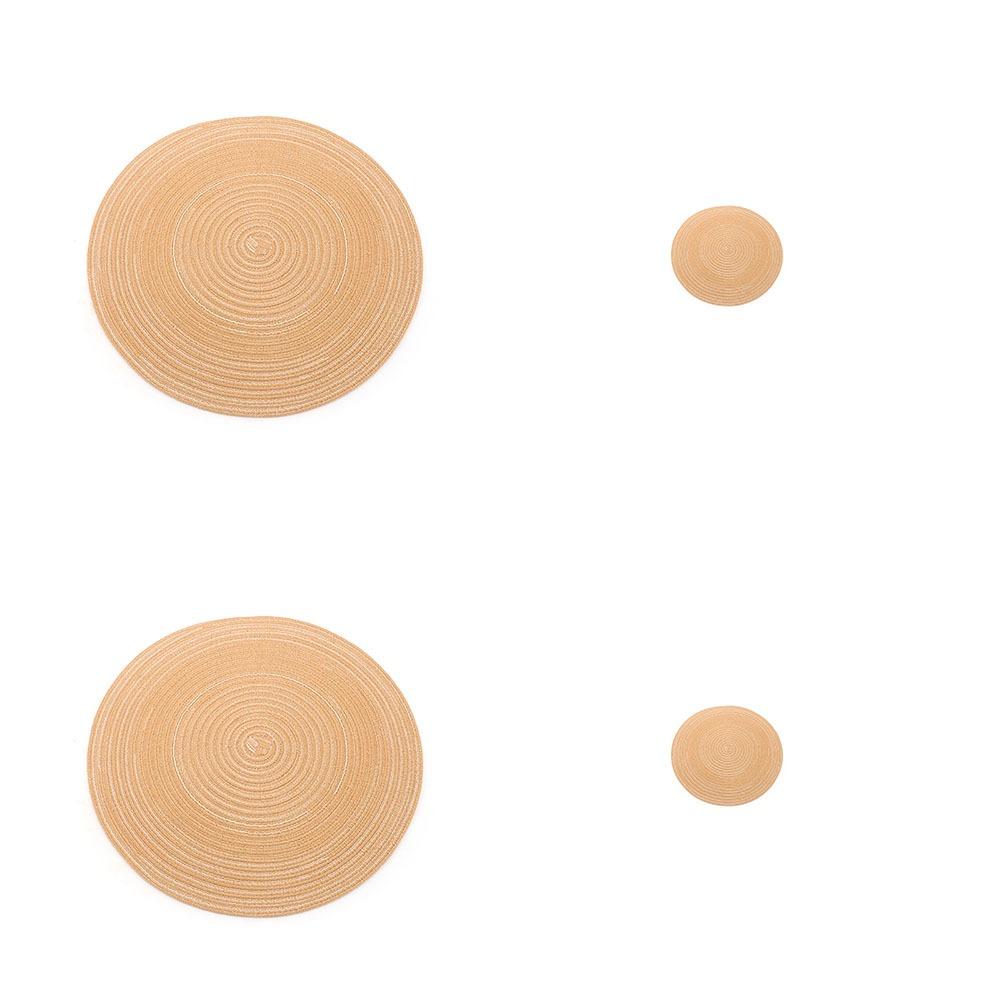 4pcs/Set Vintage Round Woven Placemats Heat Resistant Washable Braided Place Mats Non-Slip Dish Plate Pot Mat Dining Table