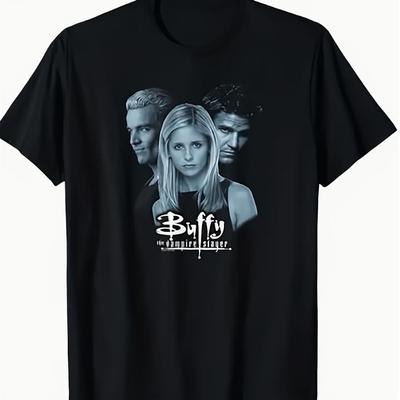 Vampire Hunter Buffy Spike and Angel Pattern T-shirt Men's T-shirt Four Seasons Unisex Pure Cotton Casual Fashion Street