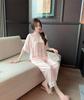 New ice silk pajamas women's summer Chinese antique rose suit loungewear imitation silk satin jacquard can be worn outside
