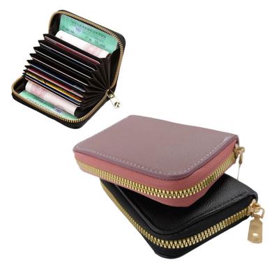 Faux Leather Accordion Card Holder, 2 Colors