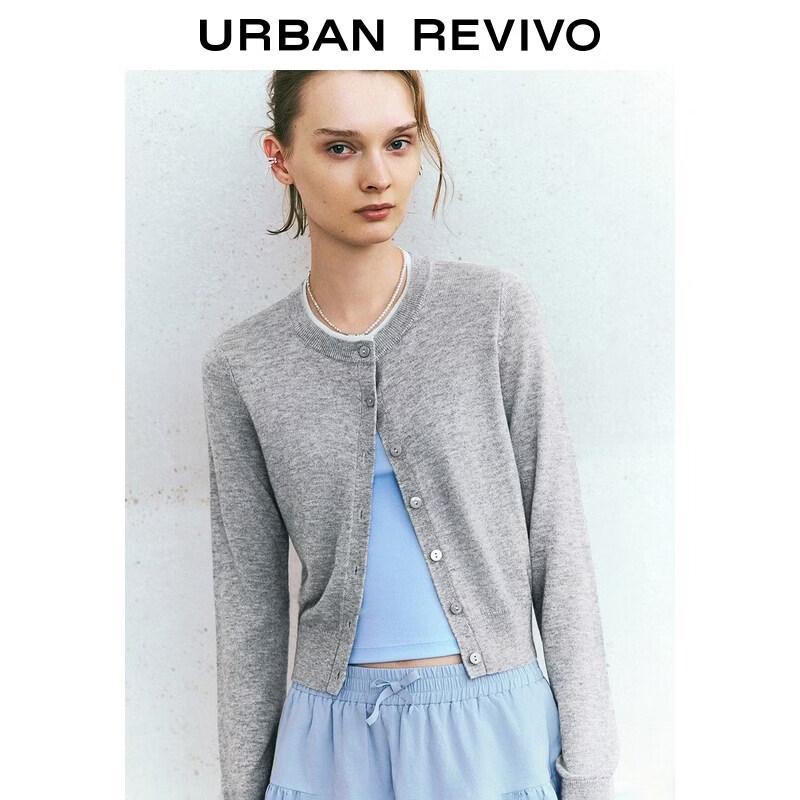 UR 2026 Spring Women s Contrast Collar Knit Cardigan S
