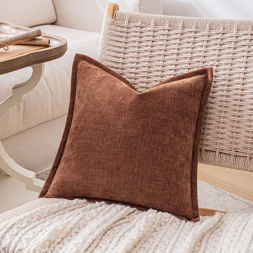 Ins Fengchenille Pillow Bamboo Joint Pattern Jacquard Cushion Internet Celebrity Super Thick Pillow Case Pressed on The Edge of The Sofa Bedside Back