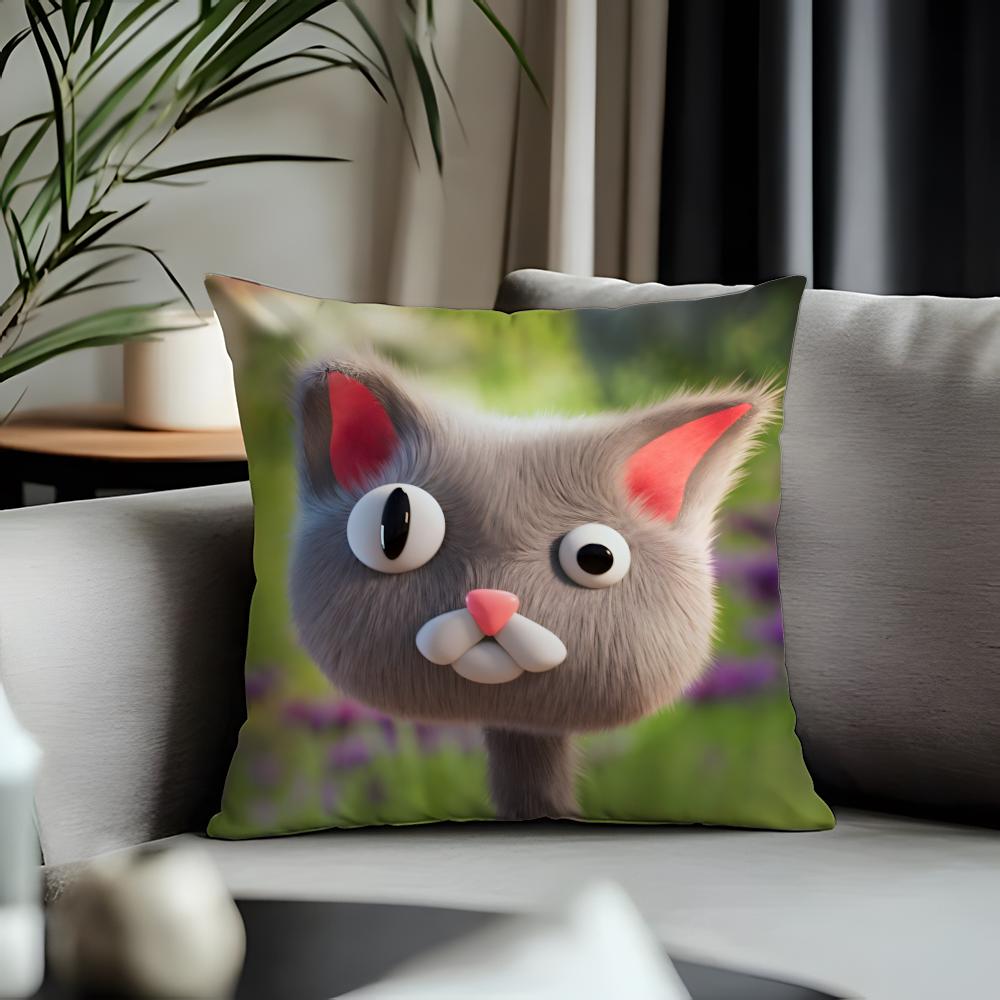 Trending NNoodle and Bunable Cushion Cover Antidustmite Pillowcase Invisible Zipper Silky Short Plush Sofa Cushion Cover