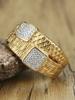 Luxury Retro Diamond X-Shaped Ring: Stainless Steel, Square Pattern, Fashionable & Versatile