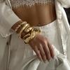 Exaggerated Punk Style Gold Color Metal Bangles for Women Irregular Geometric Wide Chunky Cuff Wrist Bracelet Hip Hop Jewelry