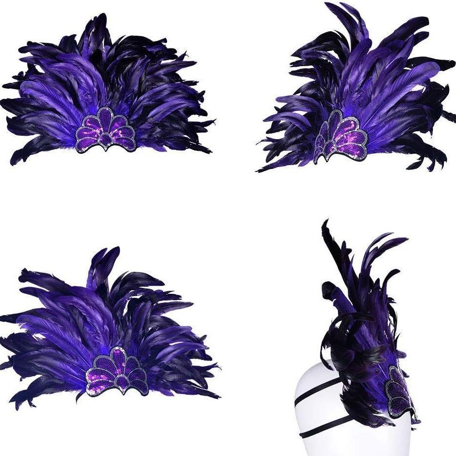 Anime-Charakter Cosplay Halloween Kopfbedeckung Bauchtanz Performance Haarbänder Bunte Feder Stirnbänder Weihnachtstag Kopfbedeckung Zubehör