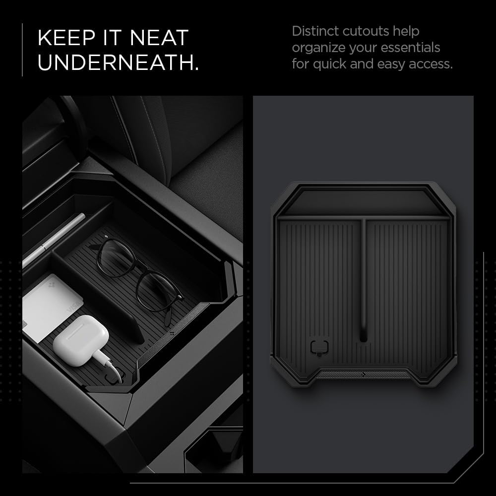 Spigen Center Console Organizer Tray Designed for Tesla Cybertruck Accessories 2026/2025/2024/ (Top) (Carbon Edition)