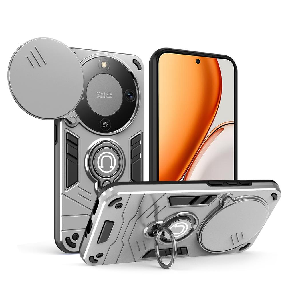 KEYSION Shockproof Armor Case for HONOR X9d 5G Camera Lens Protection Ring Stand Phone Back Cover for Huawei Magic 8 Lite 5G