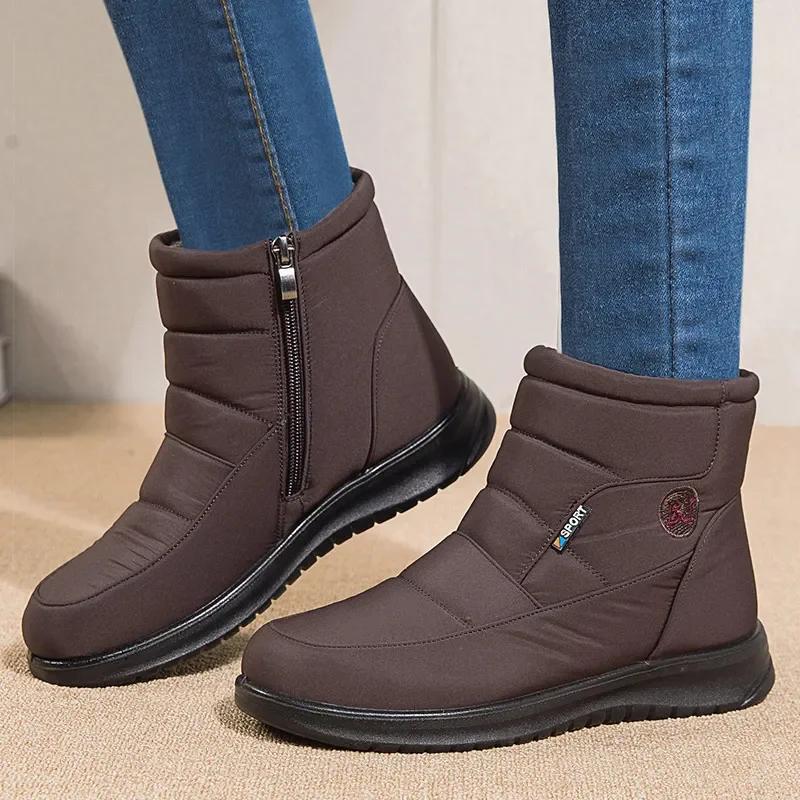 Neue Damenstiefel Wasserdichte Schneestiefel für Winterschuhe Damen Reißverschluss Stiefeletten Winter Botas Femininas Warm halten Botines Damen