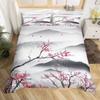 Cherry Blossoms Duvet Cover King for Women Ink Painting Black White Comforter Cover Romantic Theme Bedding Set with 2 Pillowcase